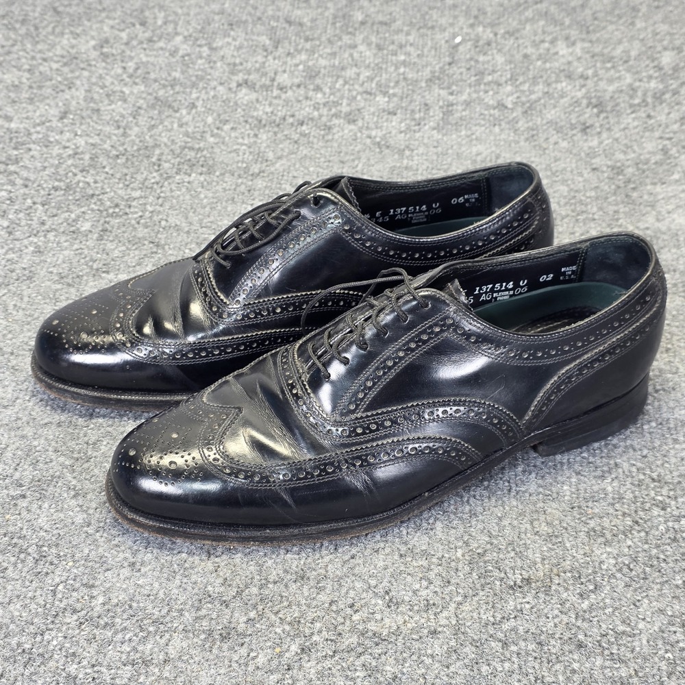 Florsheim Imperial Wingtips 9.5E Black Leather Goodyear Welt Dress Shoes USA